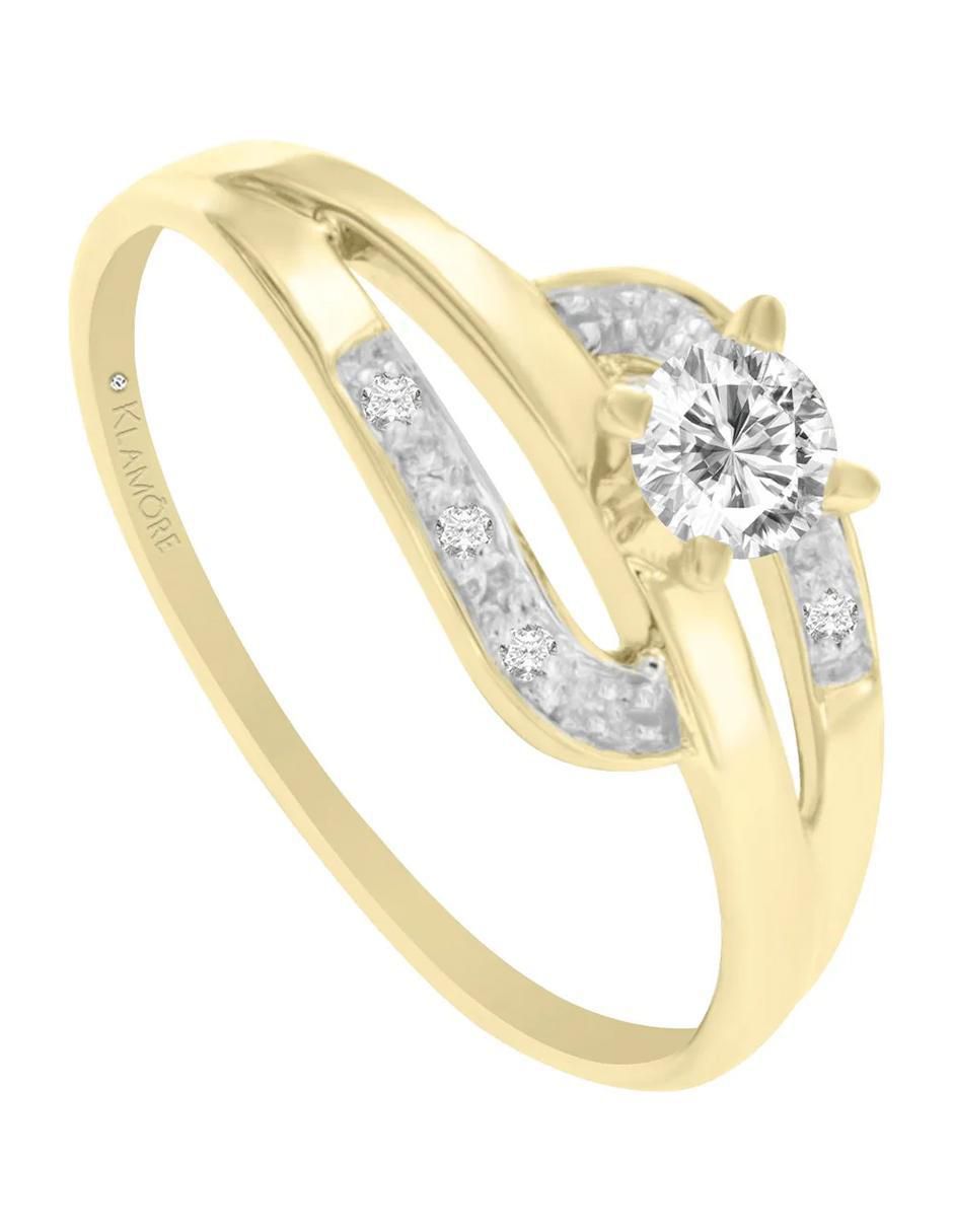 Solitario de oro 14 K Klamore Dalia diamante