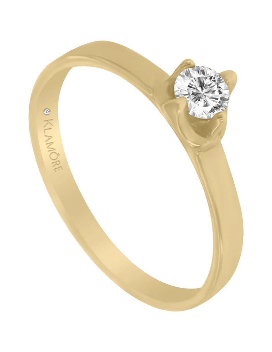 Solitario de oro 14 K Klamore Adnya diamante