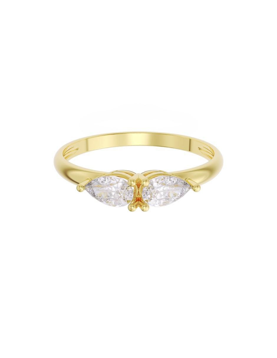 Anillo de compromiso de oro 14 k zirconia