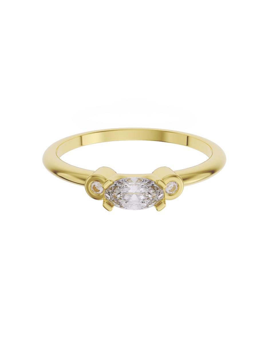 Anillo de compromiso de oro 14 k zirconia
