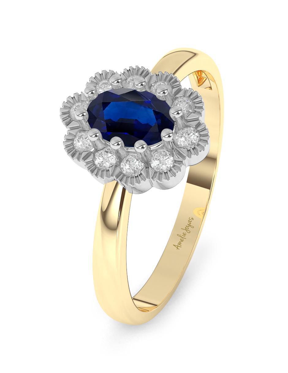 Anillo de compromiso de oro 14 K Amelie Joyas Zafiro