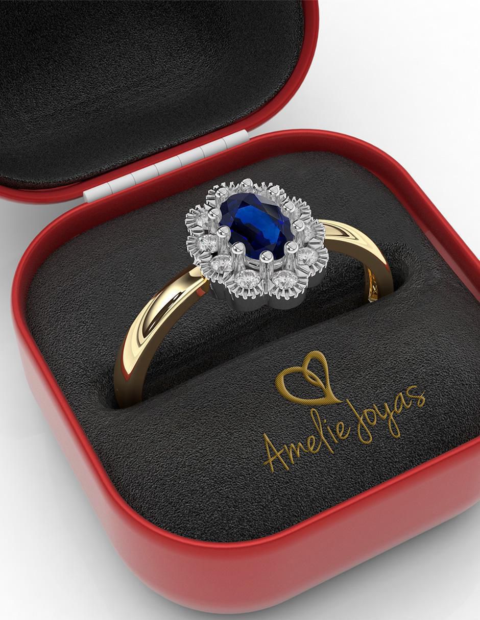 Anillo de compromiso de oro 14 K Amelie Joyas Zafiro