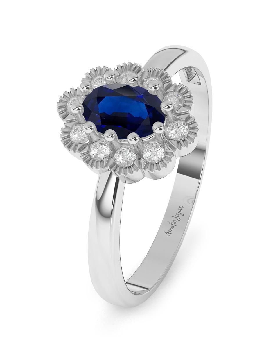 Anillo de compromiso de oro 14 k zafiro 2