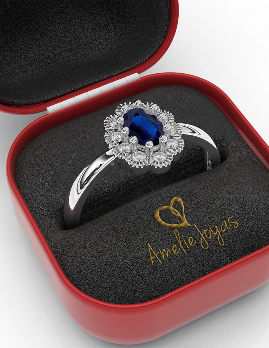 Anillo de compromiso de oro 14 k zafiro 4