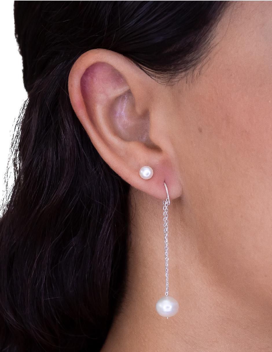 Aretes de perla Tesoros Del Océano de plata P 925 con acabado mate perla 4
