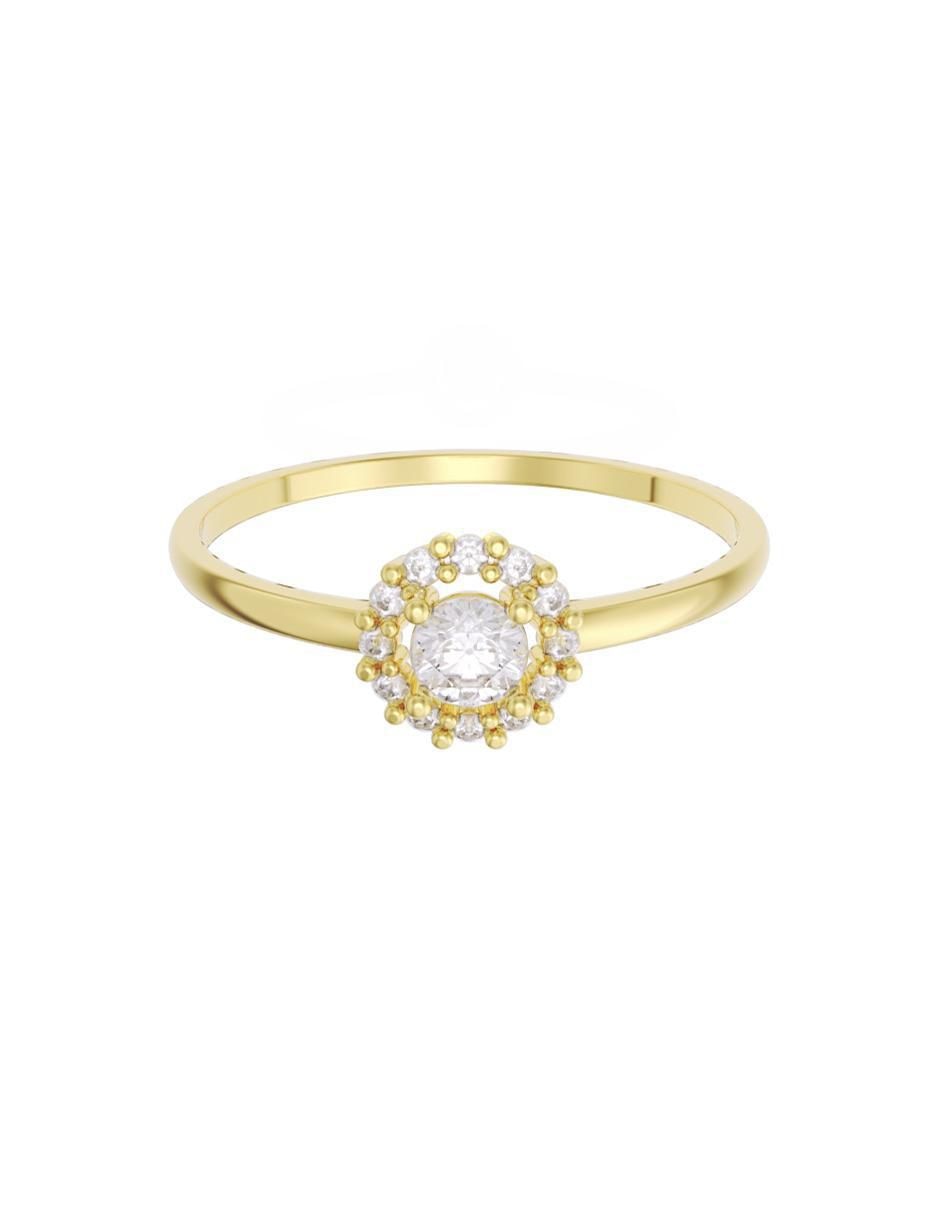 Anillo de compromiso de oro 10 K Promesa zirconia