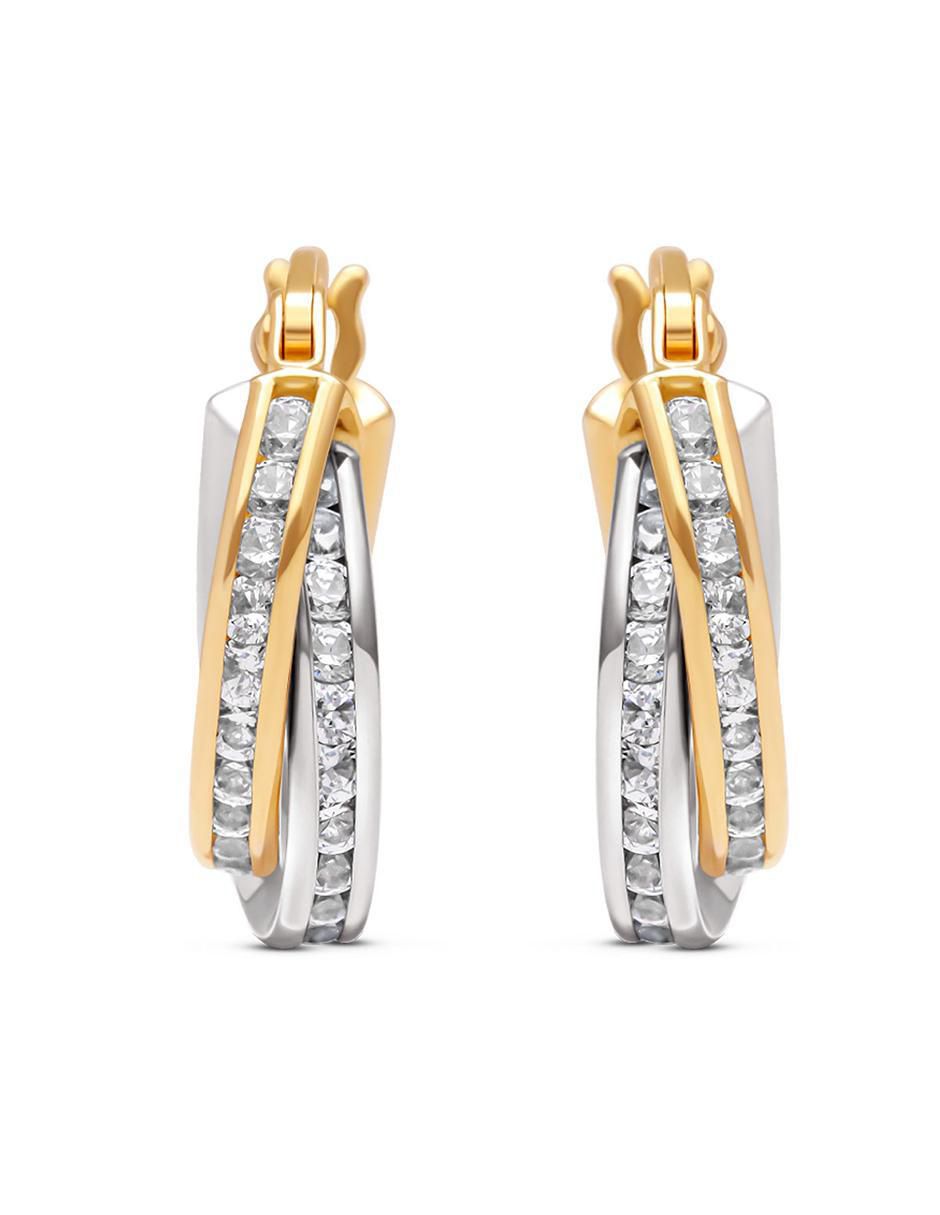 Arracadas de oro 14 K con acabado brillante zirconia 2
