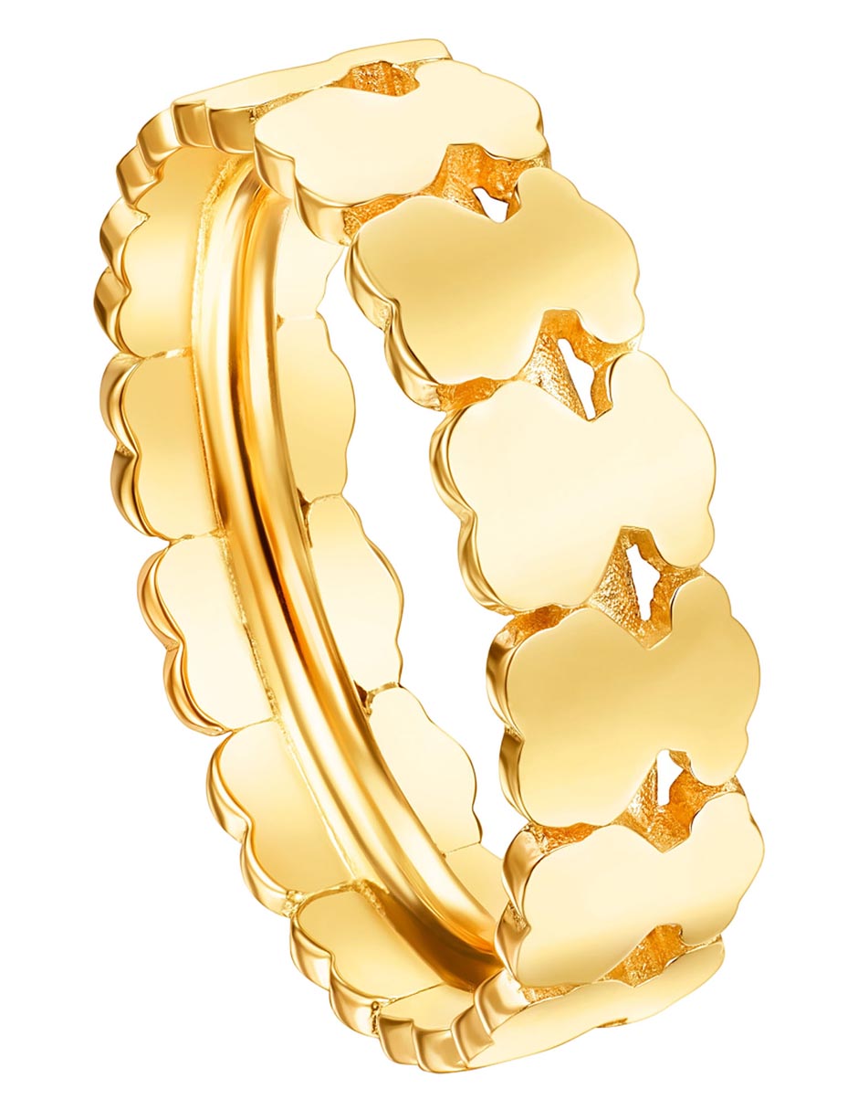 Anillo de oso Straight de plata P 925 con acabado baño de oro 2