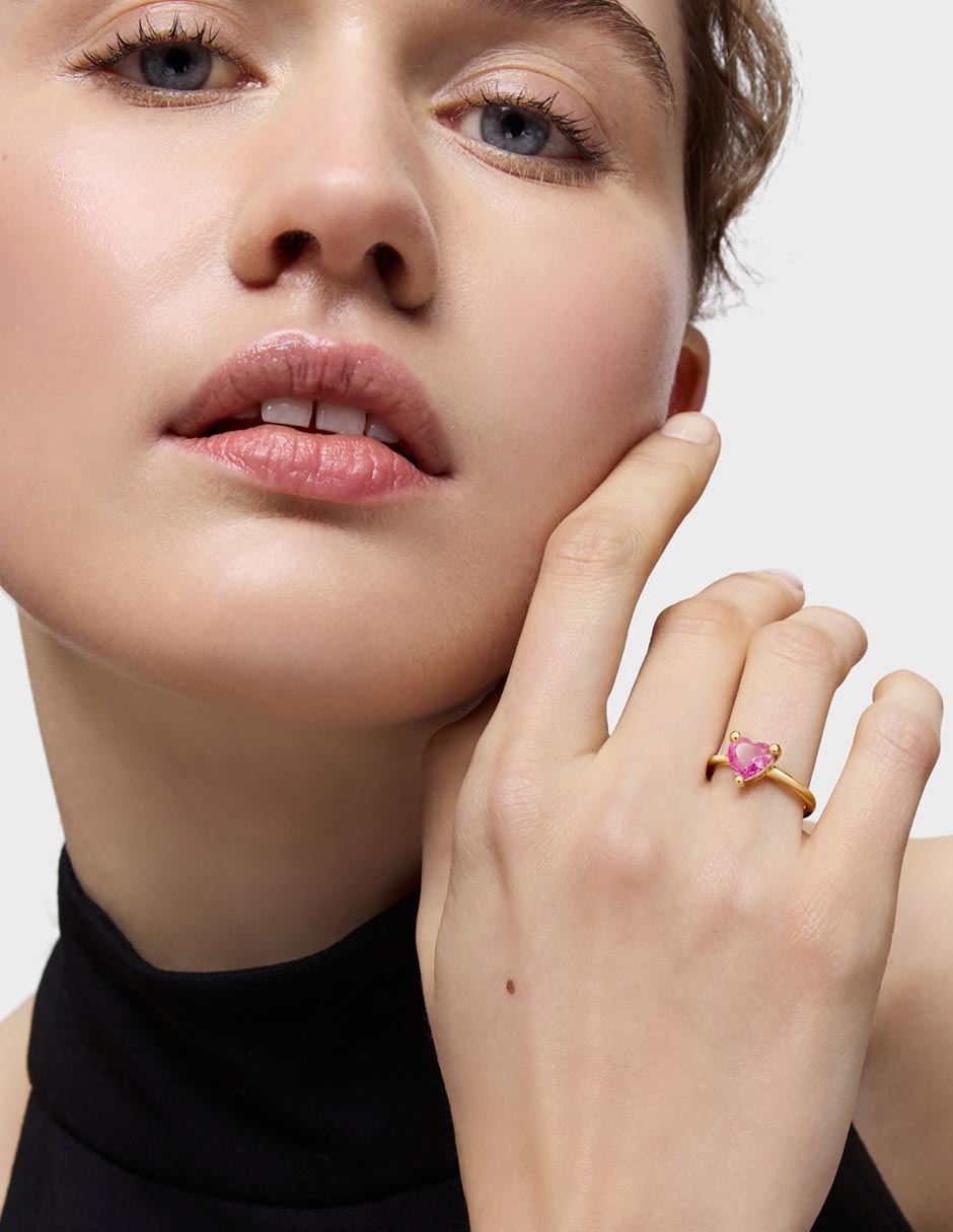 Anillo con gema de corazón Garden Of Love LGG de plata P 925 zafiro con acabado baño de oro 4
