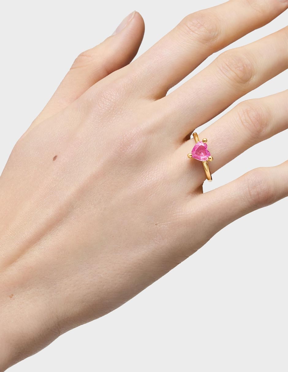 Anillo con gema de corazón Garden Of Love LGG de plata P 925 zafiro con acabado baño de oro 6