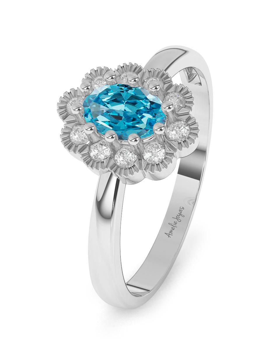 Anillo de compromiso de oro 14 k topacio 2