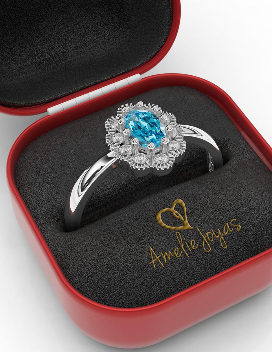 Anillo de compromiso de oro 14 k topacio 4