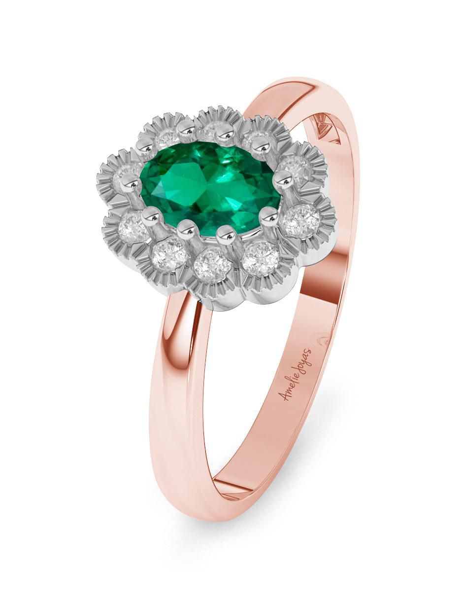 Anillo de compromiso de oro 14 k esmeralda 2