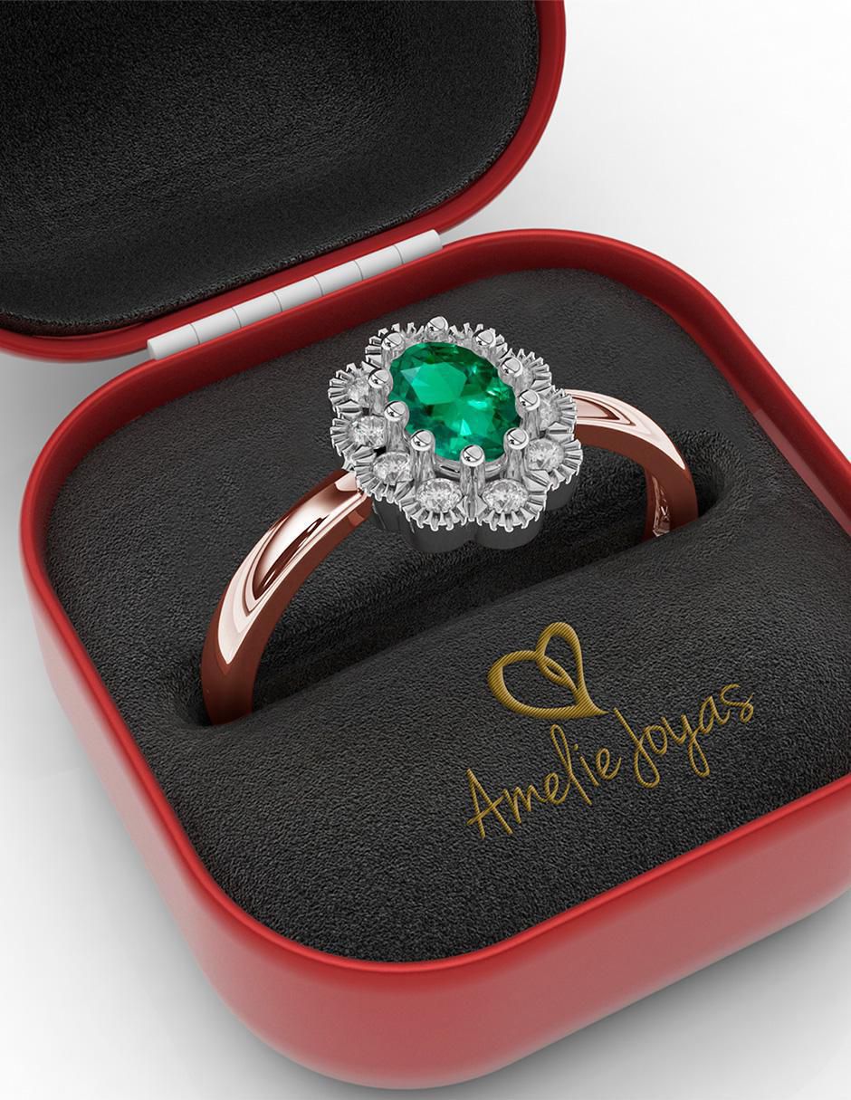 Anillo de compromiso de oro 14 k esmeralda 4