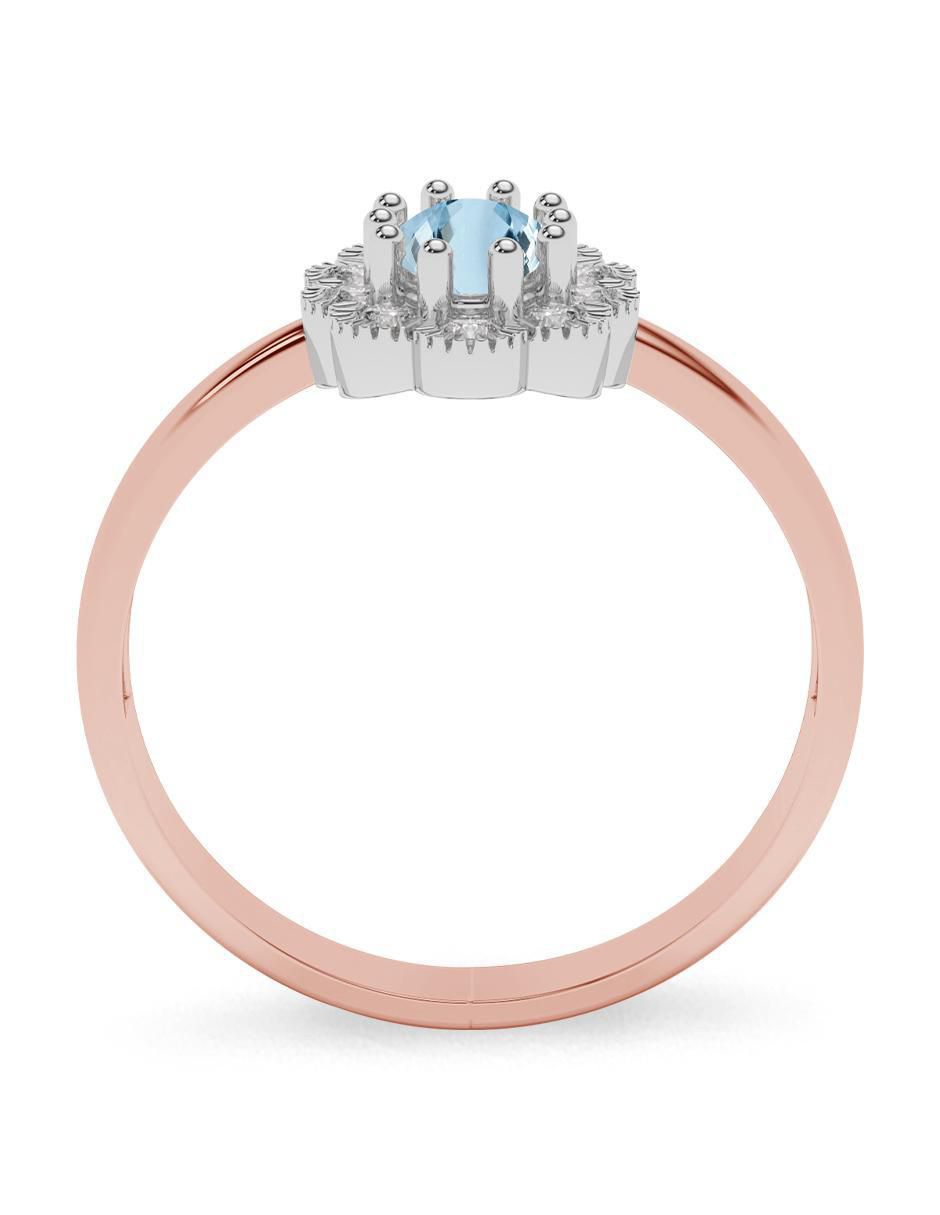 Anillo de compromiso de oro 14 k aguamarina 3