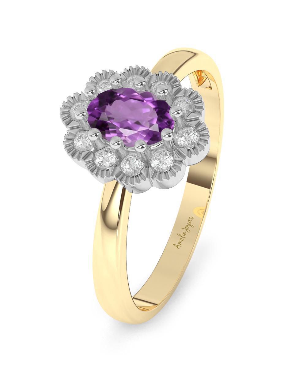 Anillo de compromiso de oro 14 K Amelie Joyas Amatista