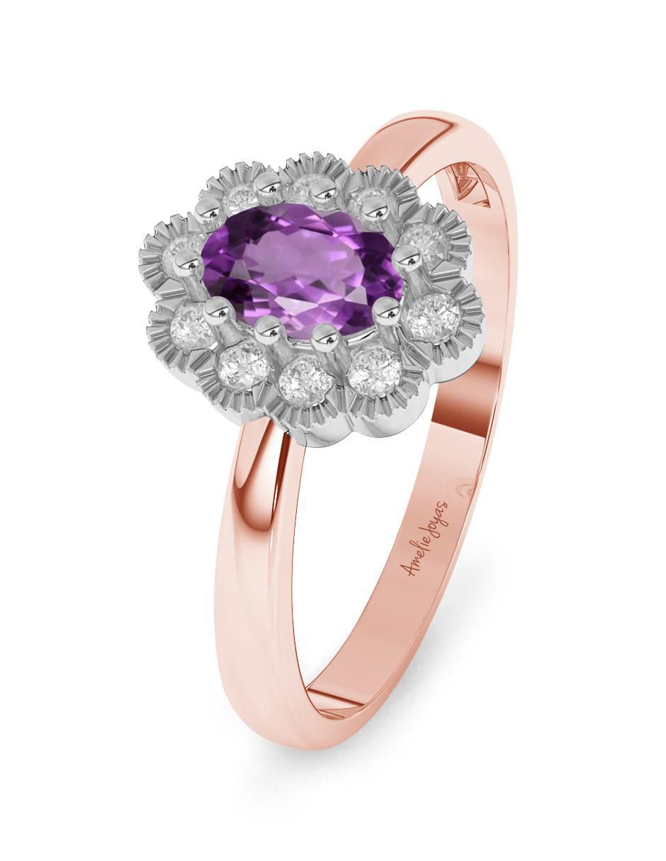 Anillo de compromiso de oro 14 k amatista 2