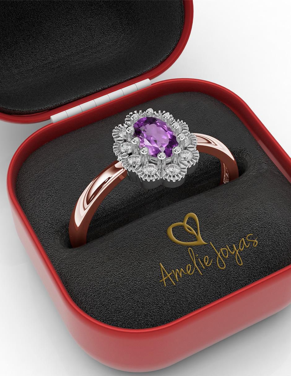 Anillo de compromiso de oro 14 k amatista 4