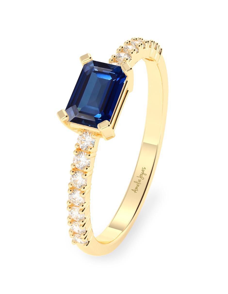 Anillo de compromiso de oro 14 K Amelie Joyas Zafiro