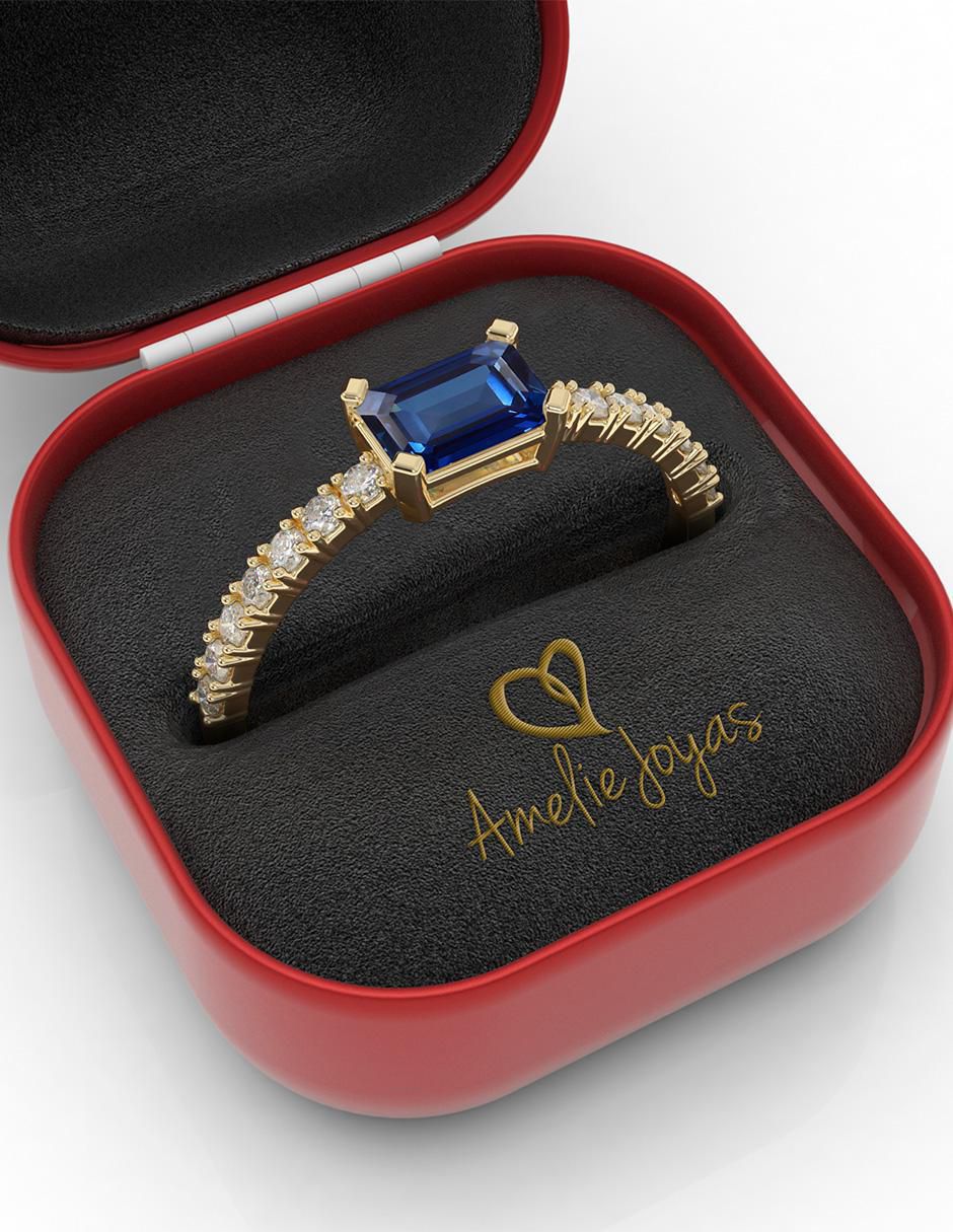 Anillo de compromiso de oro 14 K Amelie Joyas Zafiro