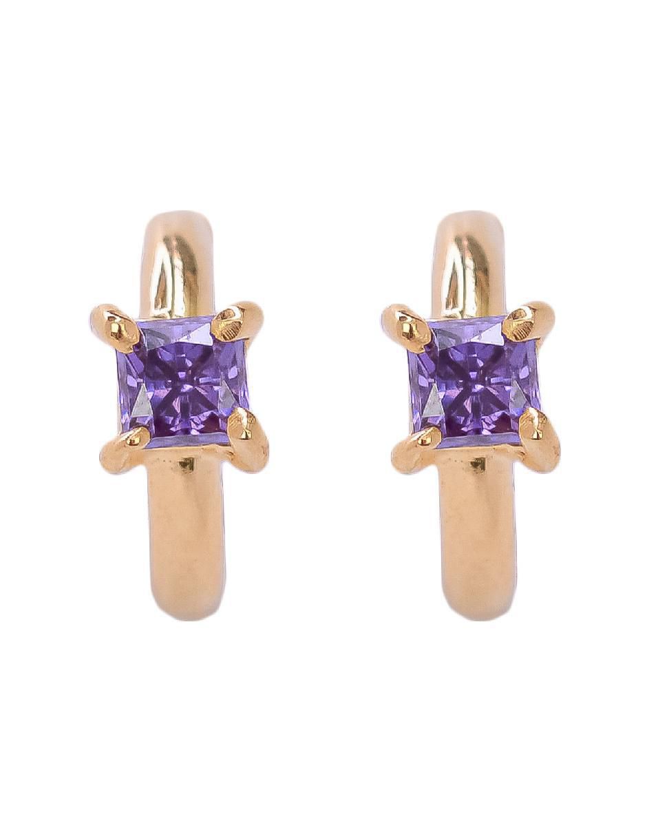 Aretes cuadrados de plata P 925 con acabado baño de oro zirconia