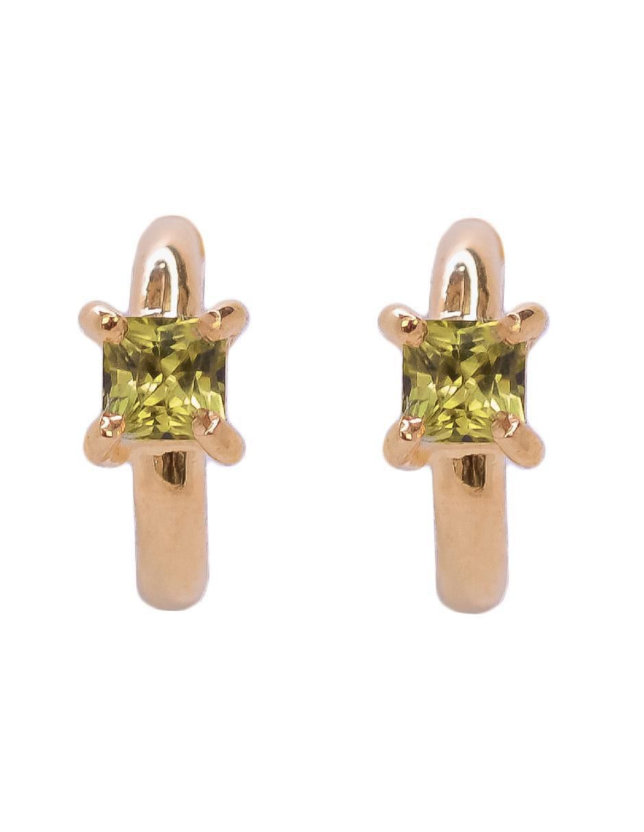 Aretes cuadrados de plata P 925 con acabado baño de oro zirconia