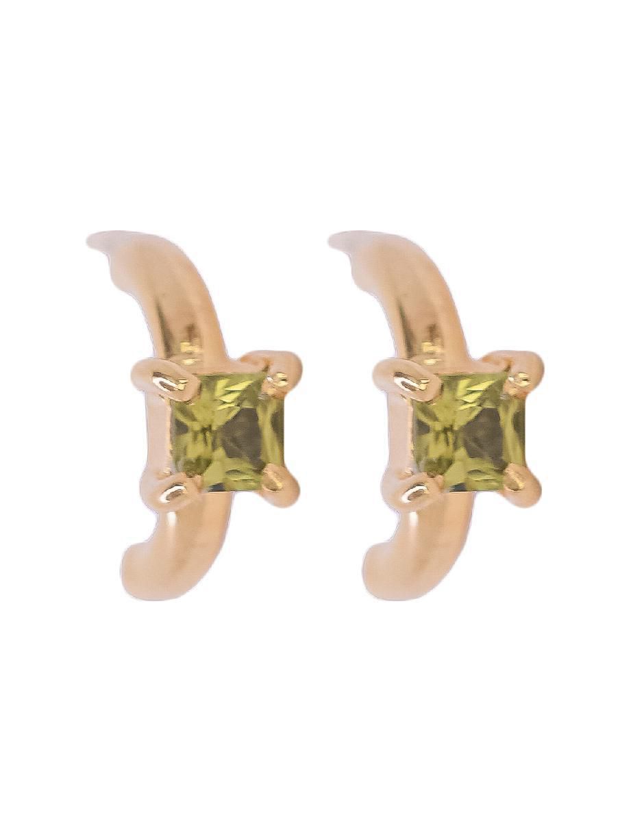 Aretes cuadrados de plata P 925 con acabado baño de oro zirconia 2