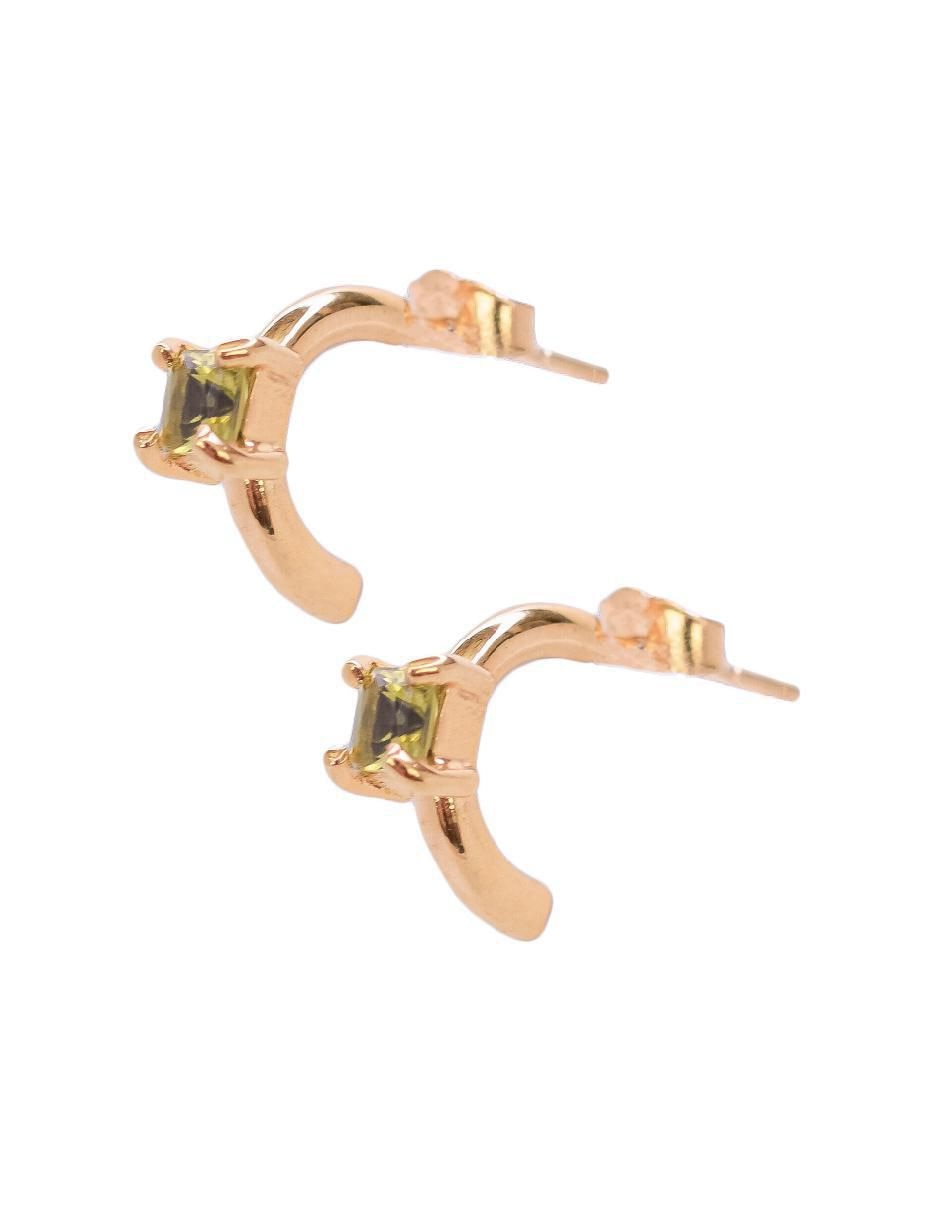 Aretes cuadrados de plata P 925 con acabado baño de oro zirconia 3