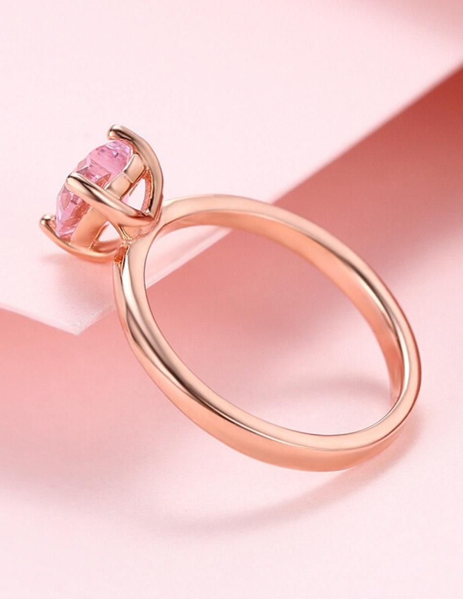Anillo de corazón de plata vermeil P 925 zirconia cúbica con acabado baño de oro rosa 5