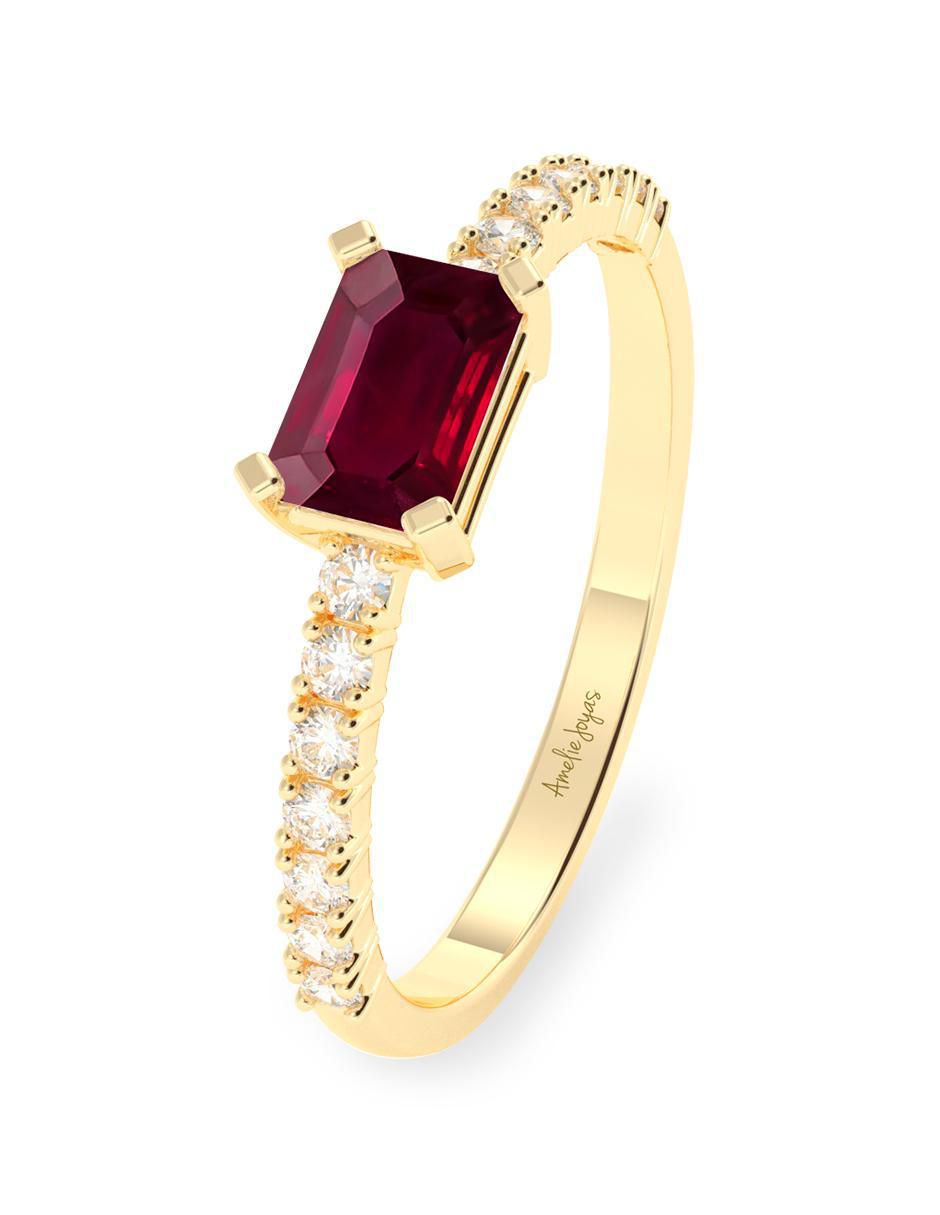 Anillo de compromiso de oro 14 K Amelie Joyas Rubí