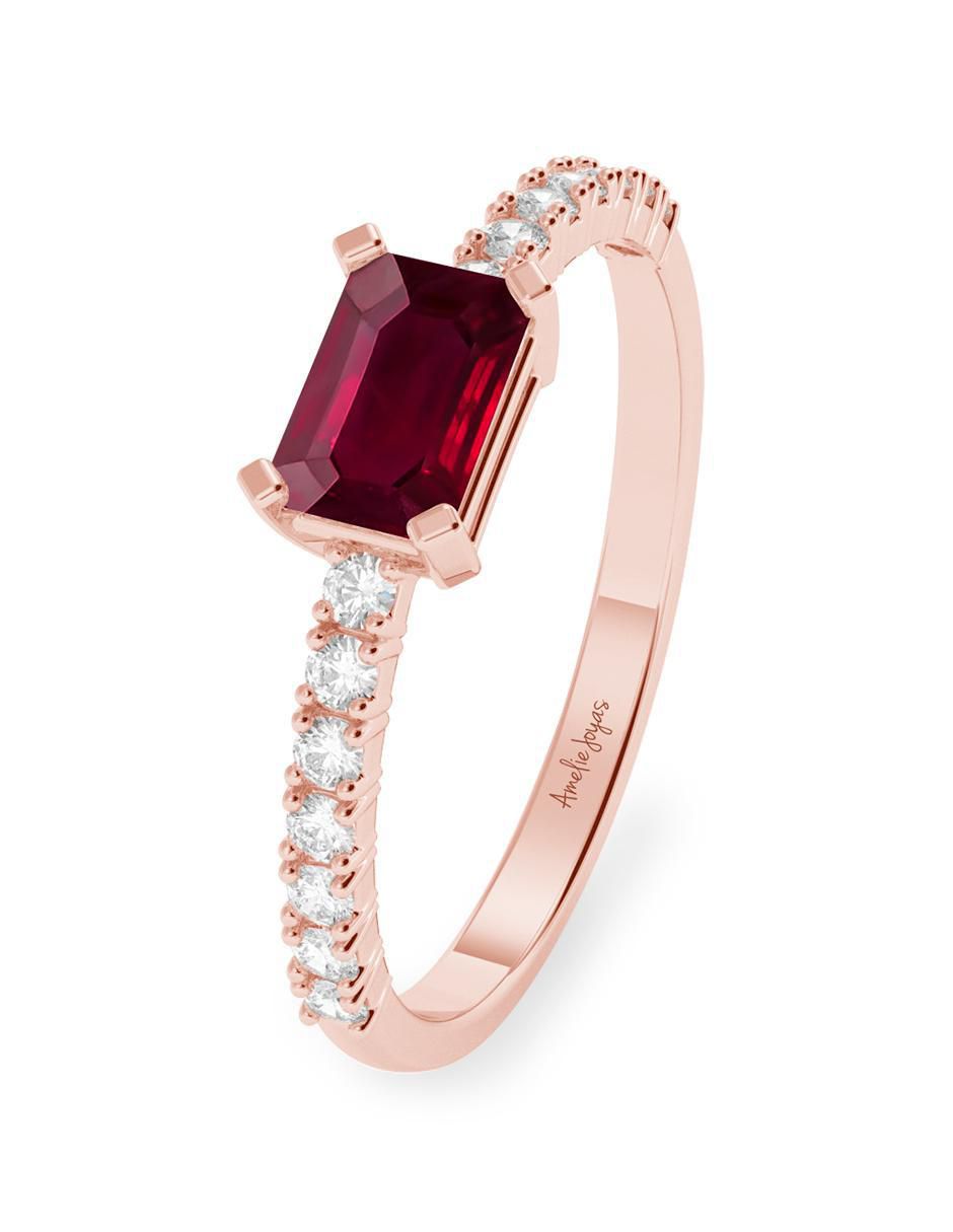 Anillo de compromiso de oro 14 k rubí 2