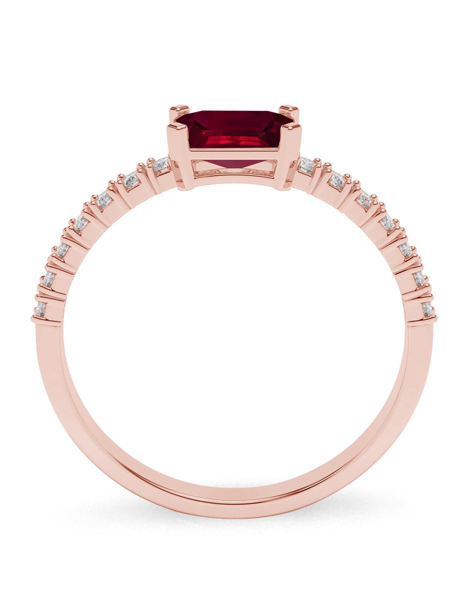 Anillo de compromiso de oro 14 k rubí 3