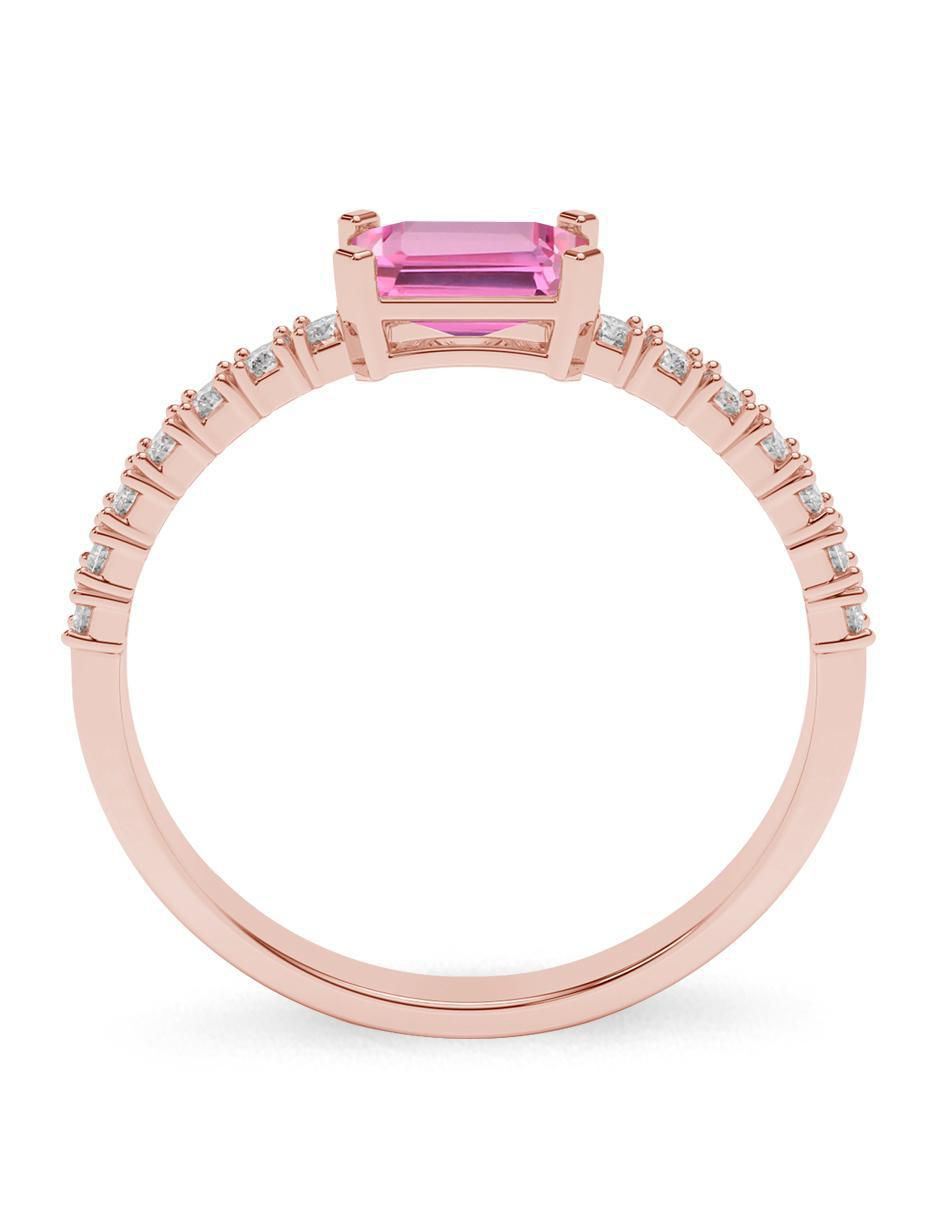 Anillo de compromiso de oro 14 k zafiro rosa 3