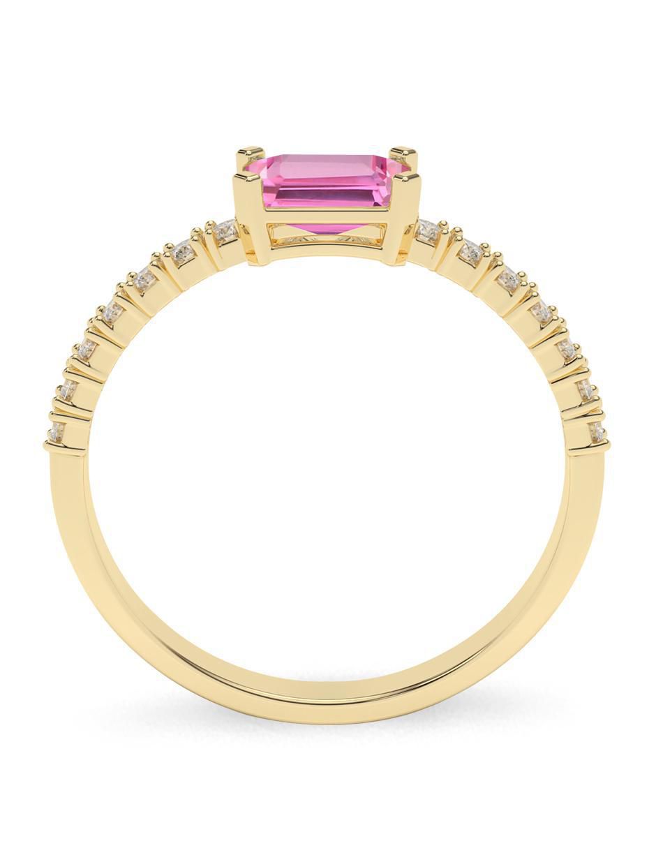 Anillo de compromiso de oro 14 K Amelie Joyas Zafiro Rosa