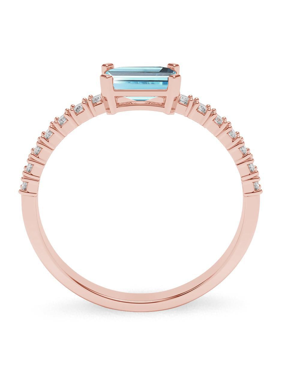Anillo de compromiso de oro 14 k aguamarina 3