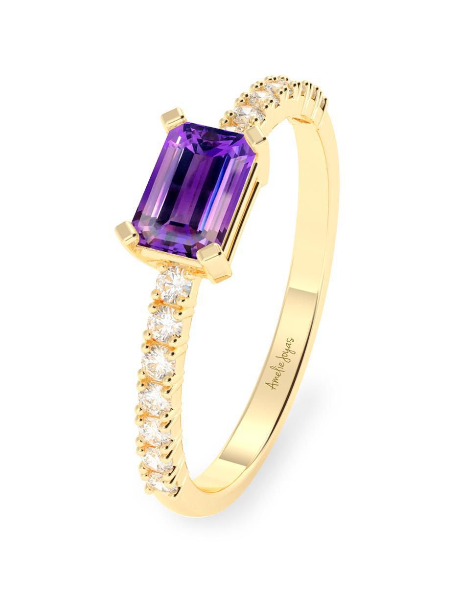 Anillo de compromiso de oro 14 K Amelie Joyas Amatista