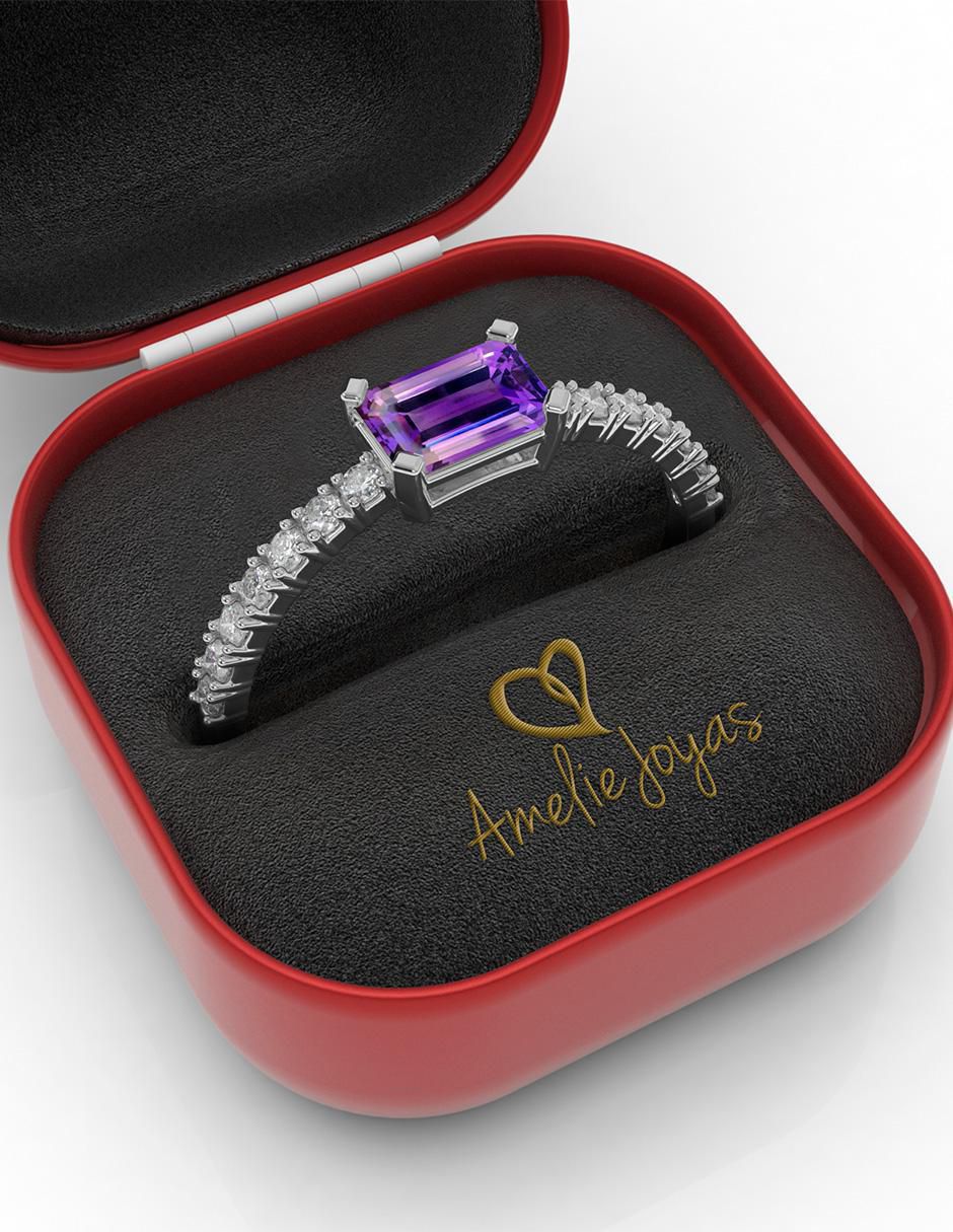 Anillo de compromiso de oro 14 k amatista 4