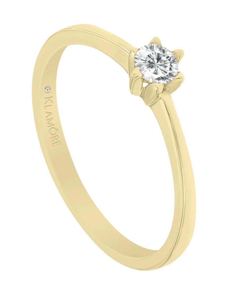 Solitario de oro 14 K Klamore Eli diamante