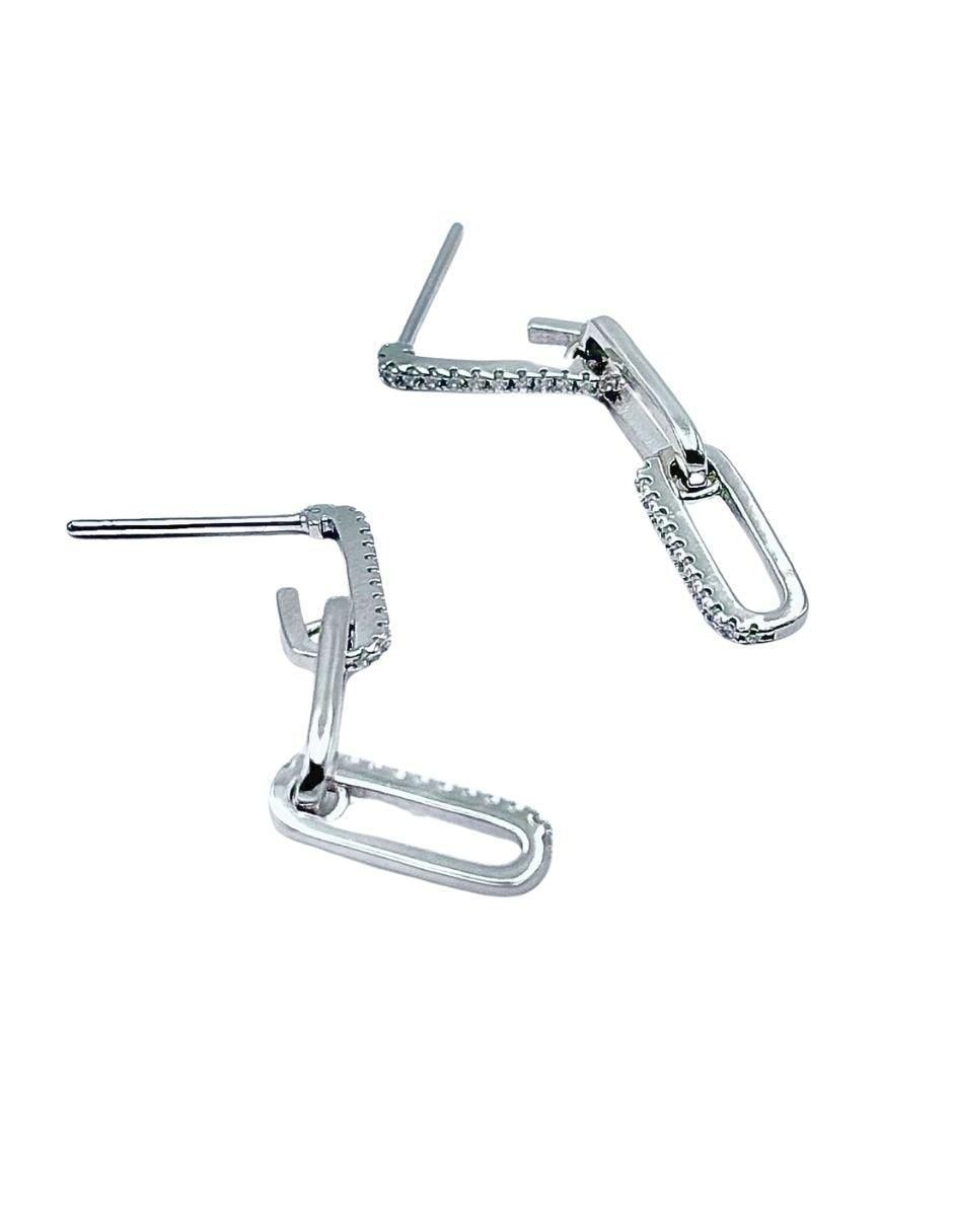 Aretes de eslabones de plata P 925 con acabado pavé zirconia 2