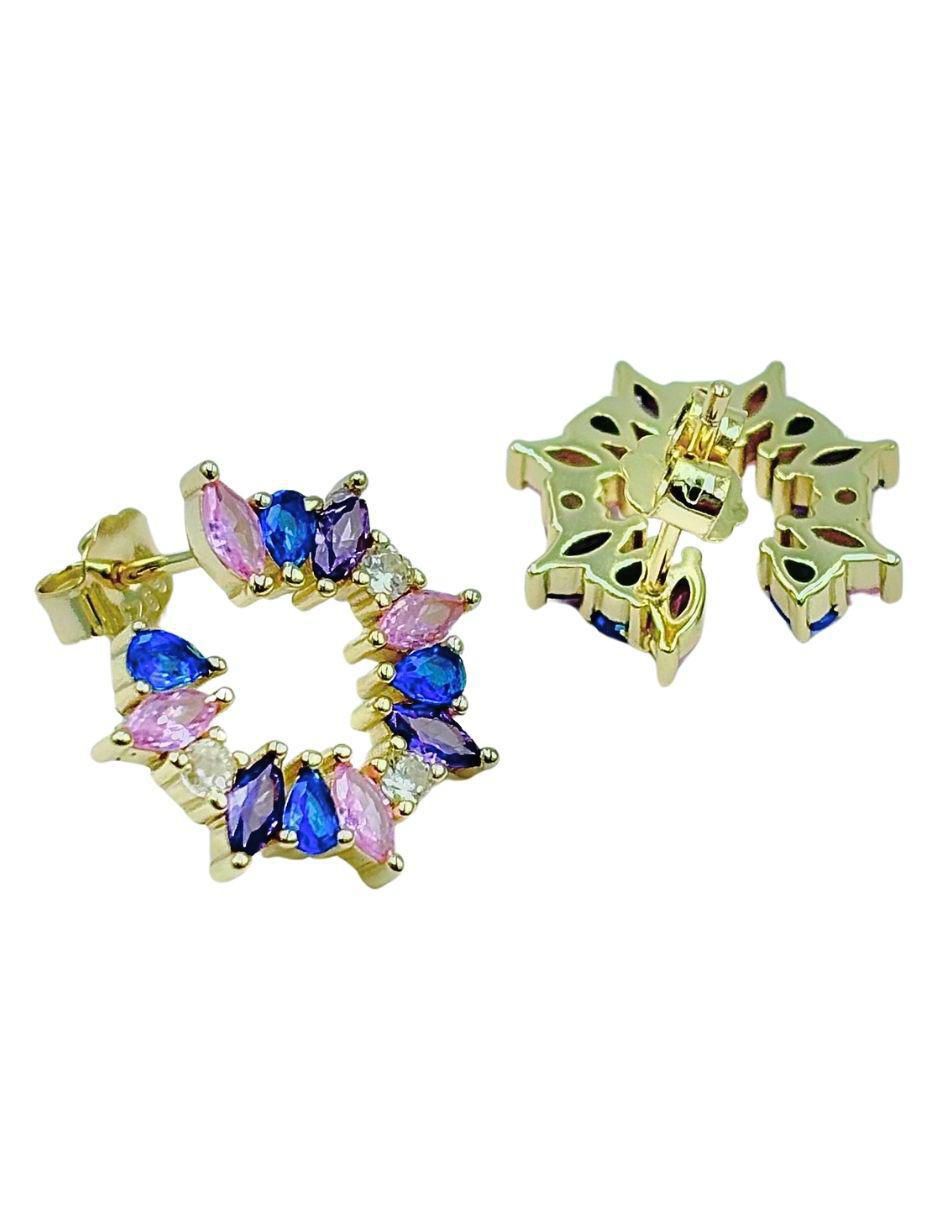 Aretes circulares de plata P 925 con acabado pavé zirconia 2