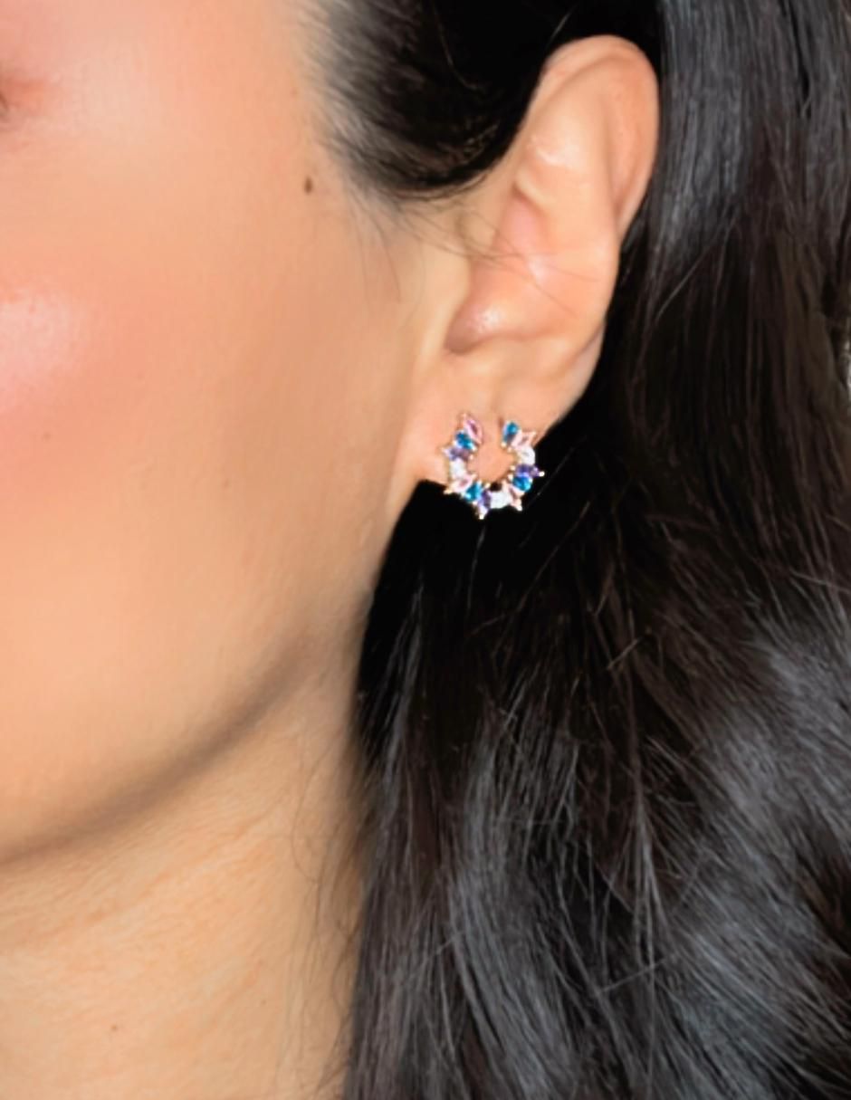 Aretes circulares de plata P 925 con acabado pavé zirconia 3