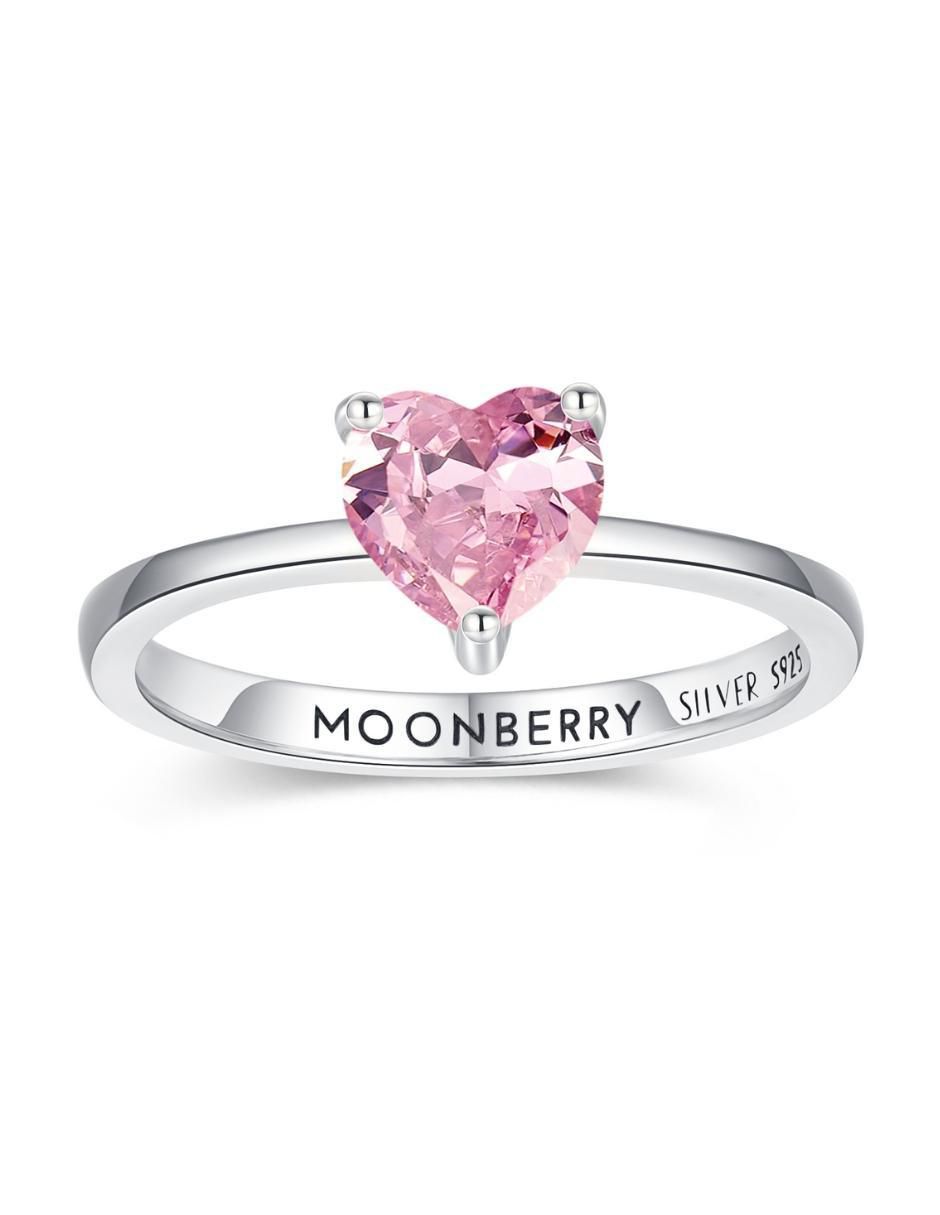 Anillo de corazón P 925 de plata zirconia cúbica brillante