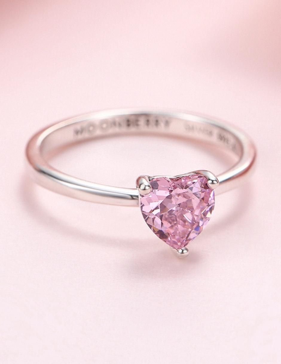 Anillo de corazón P 925 de plata zirconia cúbica brillante 6