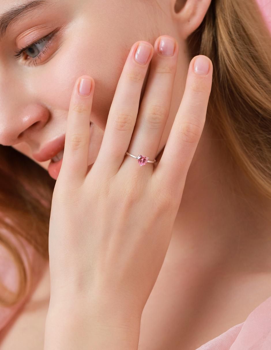 Anillo de corazón P 925 de plata zirconia cúbica brillante 7