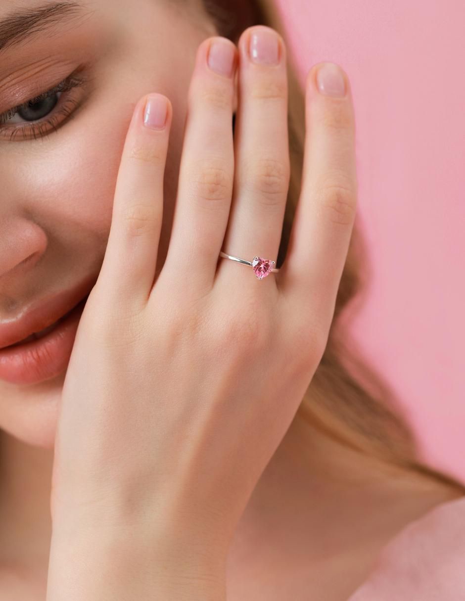 Anillo de corazón P 925 de plata zirconia cúbica brillante 8