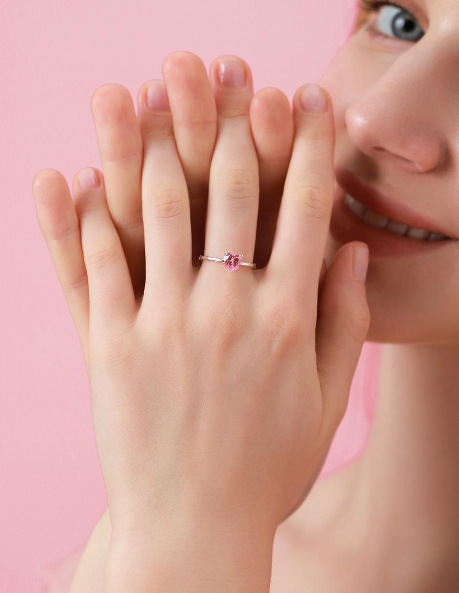 Anillo de corazón P 925 de plata zirconia cúbica brillante 9
