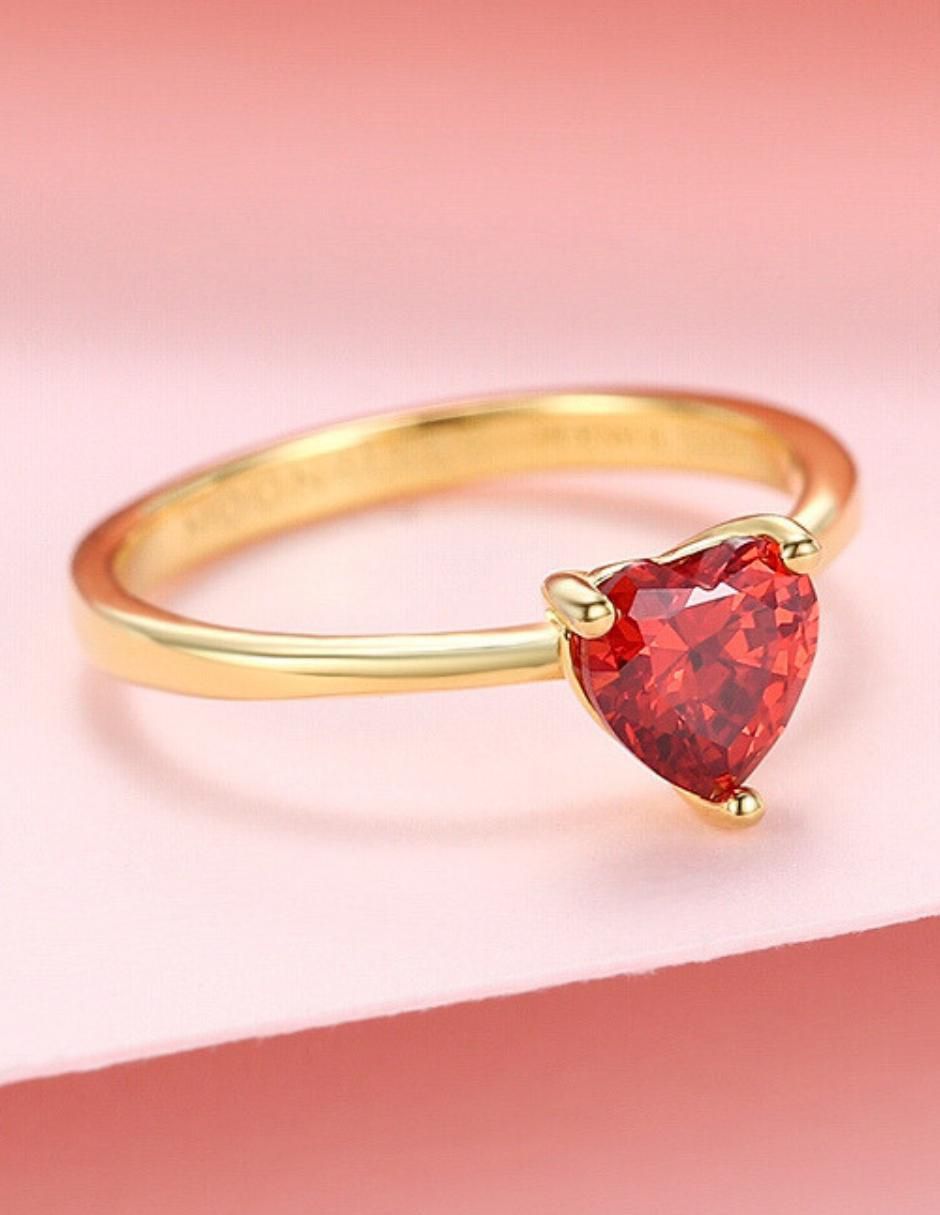 Anillo de corazón de plata vermeil P 925 zirconia cúbica con acabado baño de oro 6