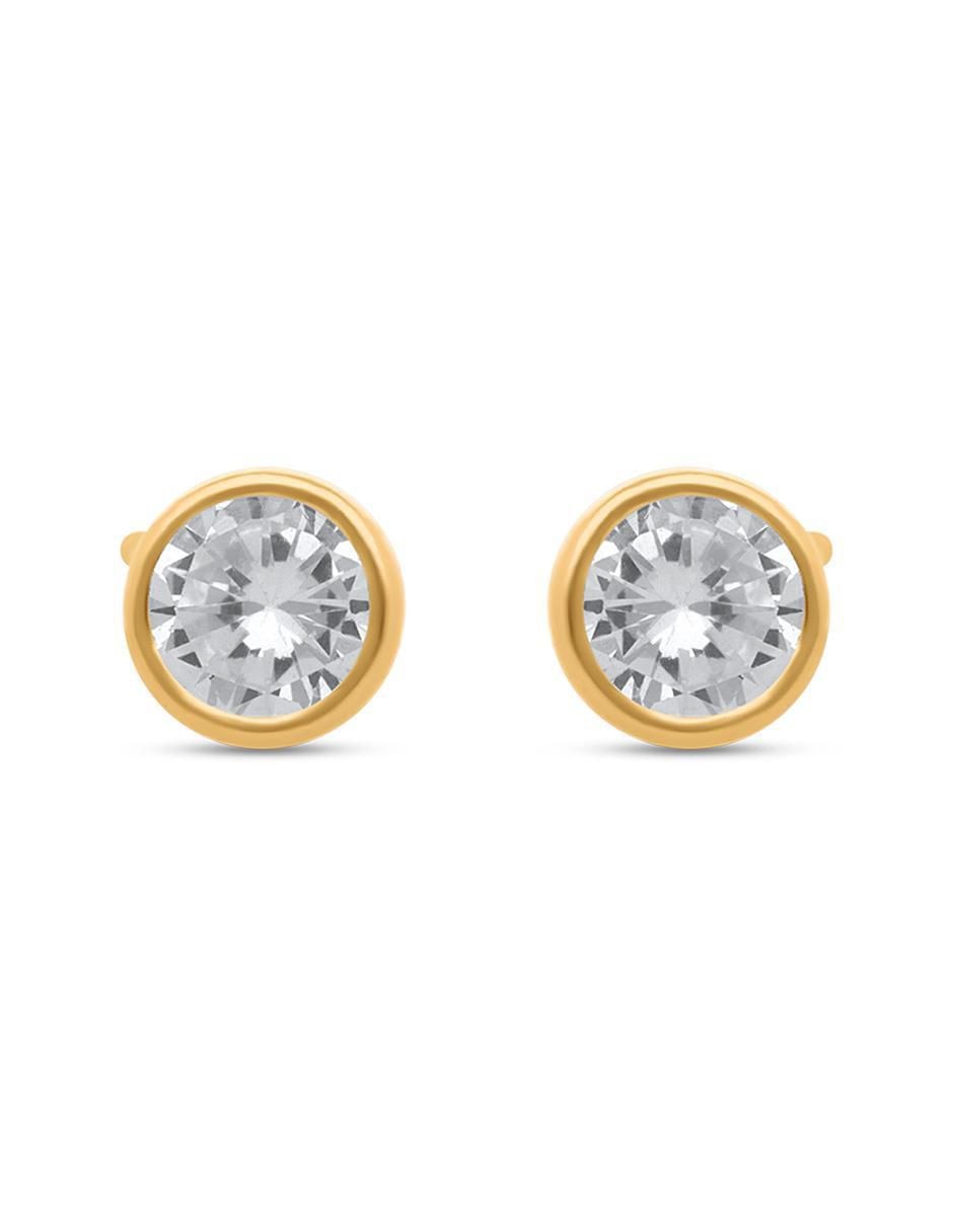 Broqueles circulares de oro amarillo zirconia 2