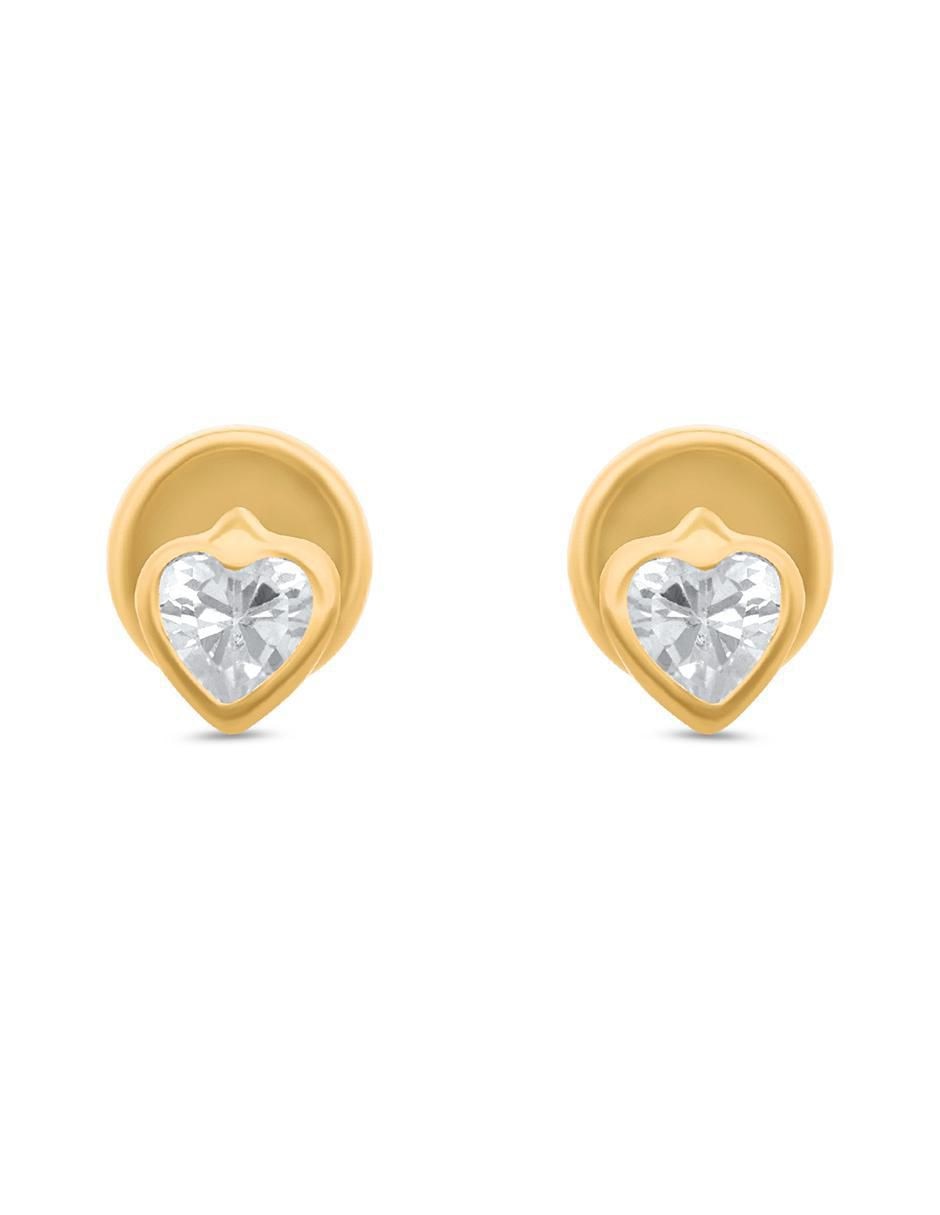 Broqueles de corazón de oro amarillo zirconia Broqueles de corazón de oro amarillo zirconia