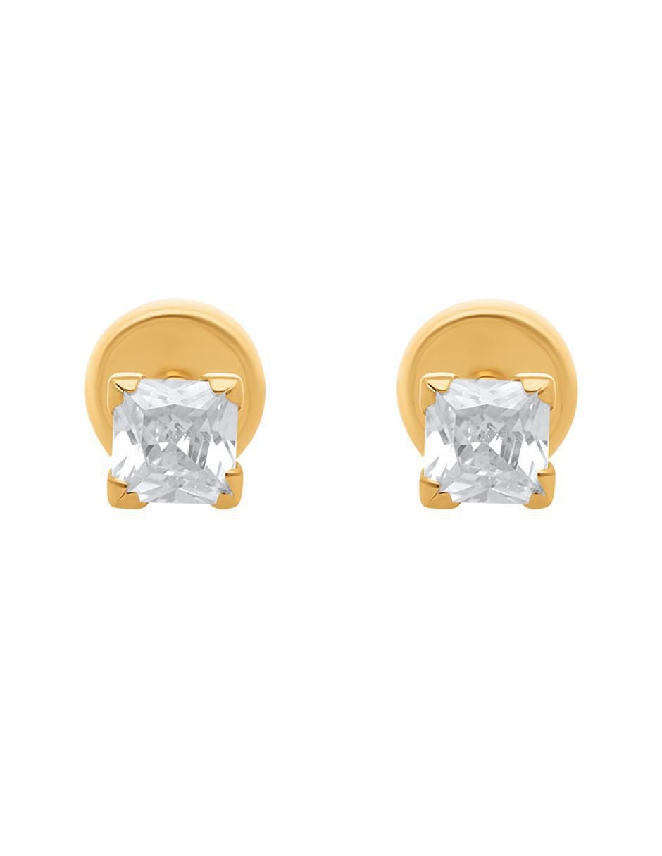 Broqueles cuadrados de oro amarillo zirconia Broqueles cuadrados de oro amarillo zirconia